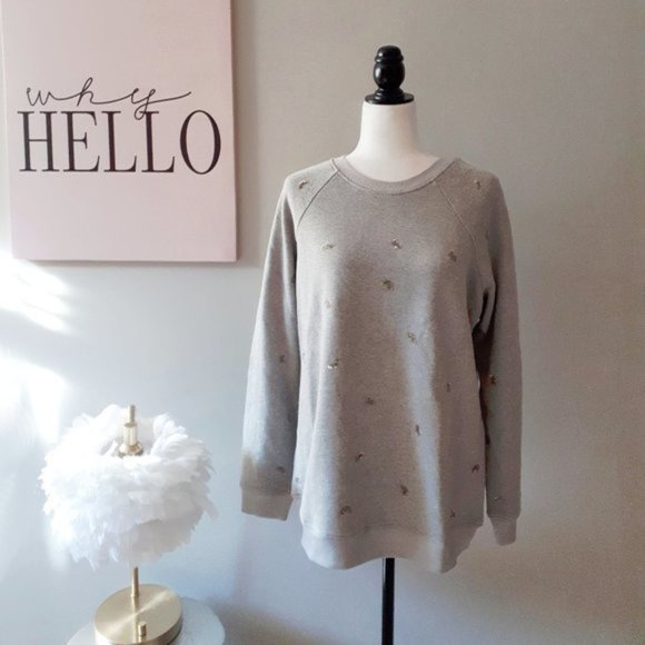 NWT Rococo Sand grey glitter sequin sweatshirt - Picture 2 of 6